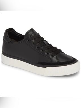 Rag & Bone Black Low-Top Leather Sneakers with White Sole